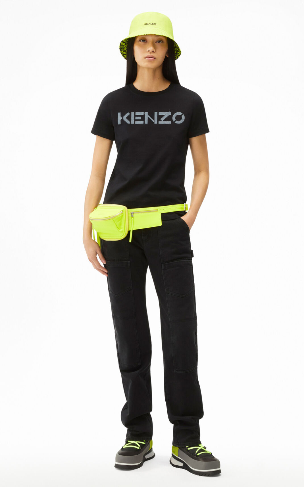 Kenzo Logo Camisetas Mujer Negras | 3721094-PF